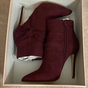 Burgundy heeled booties